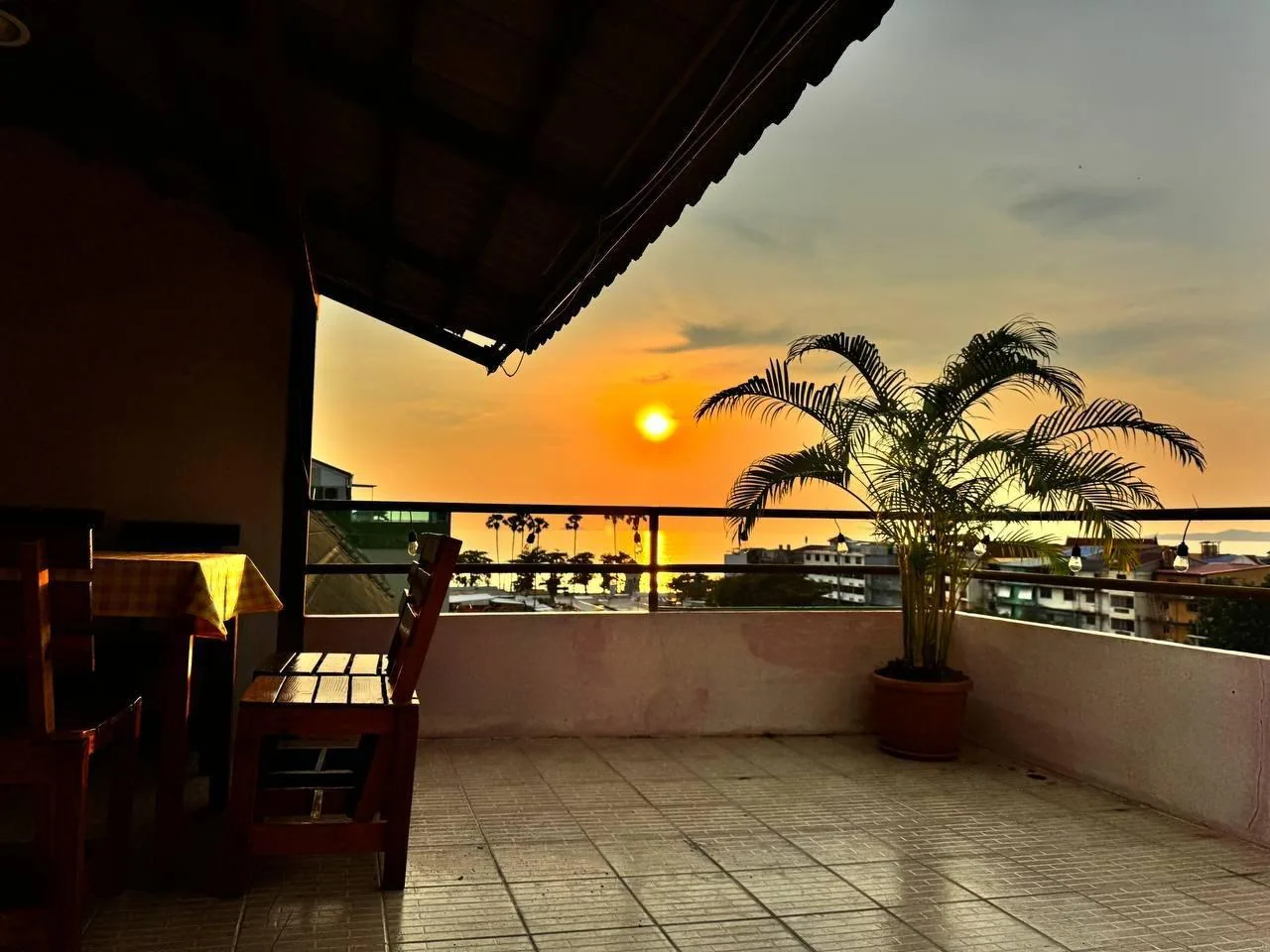 Rooftop terrace at sunset