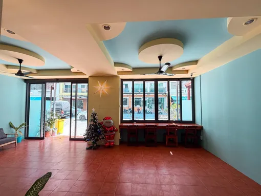 Lobby with street-facing windows