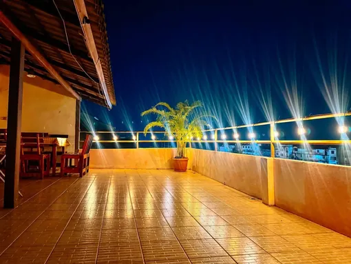 Rooftop terrace at night