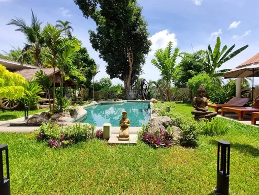 Pool view across the gardens